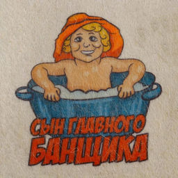 Шапка для бани детская Сын главного Банщика с принтом, белая - Добропаровъ фото 2