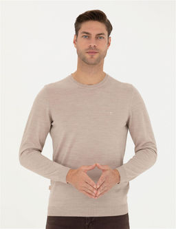 Ta_ Slim Fit Bisiklet Yaka Y_n Kar___ml_ Basic Triko Kazak