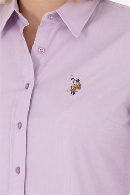 Женская сиреневая базовая рубашка с длинным рукавом - U.s. polo assn фото 14
