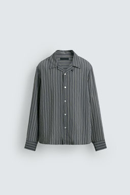 CREASED-EFFECT STRIPED FLOWING SHIRT - Zara фото 7
