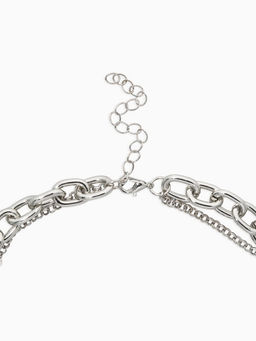 Цепь многослойная «Железное сердце», 2 яруса, L=32 и 40 см, цвет серебро