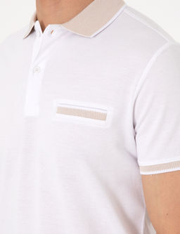 Beyaz Slim Fit %100 Pamuk D__meli Polo Yaka Ti__rt