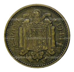 Монета 1 песета 1944 года Испания