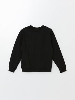 Bisiklet Yaka Bask?l? Uzun Kollu Erkek ?ocuk Sweatshirt