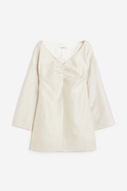 Vestido de sarga en mezcla de seda