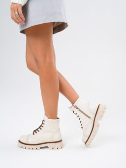 Ботинки 319.PODYUM141w.Вакса белая/шерсть