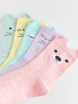 Desenli K?z ?ocuk Soket ?orap 5li - Waikiki фото 3