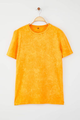 Trendyolmilla Turuncu Y?kamal?/Soluk Efektli Regular/Normal Kal?p Orme T-Shirt TWOSS25TS00211  фото 5