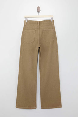 Camel Inci Detayl? Y?kama Efektli Yuksek Bel %100 Pamuk Wide Leg Jeans TWOSS26JE00055 - Trendyolmilla фото 2