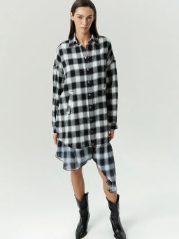 ЕМКА / Платье-рубашка миди в клетку - Emka фото 4