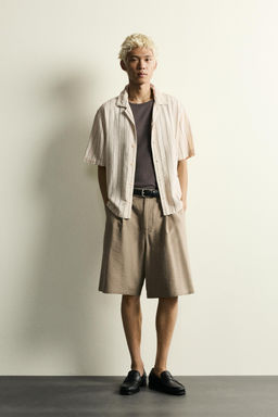 CAMISA RELAXED FIT RAYS BORDADOS / Crudo