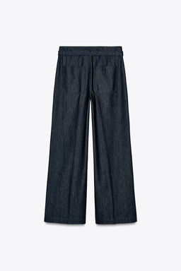 Z1975 WIDE-LEG DENIM TROUSERS WITH BELT - Zara фото 6