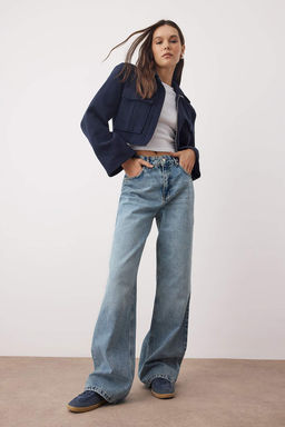 TRENDYOLMILLA Beyaz Yuksek Bel Wide Leg Jeans TWOSS24JE00140 фото 9