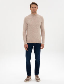 Bej Slim Fit Yar_m Bal_k__ Yaka Triko Kazak - Pierre cardin фото 4