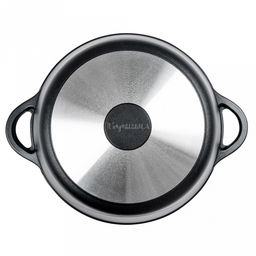 Кастрюля с антипригарным покрытием 4л, д26см "Классик", h11,5см, s0,4см, литые ручки, стеклянная крышка с пароотводом, форма "Классик волна", подарочная упаковка (Россия)