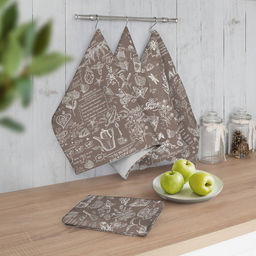 3шт Полотенце кухонное из рогожки - Кафе 45x60