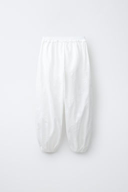 PANTAL?N BOMBACHO FLORES BORDADAS / Blanco - Zara фото 4