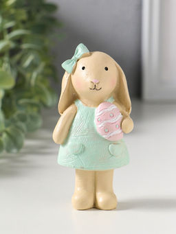 Фигурка полистоун Зайка в платьице, с пасхальным яичком, 4.8?2.8?10 см