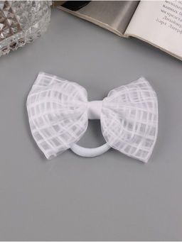 Цена за 6 шт. Бант для волос на резинке «Бантик», хрусталь клетка, 9 см, белый