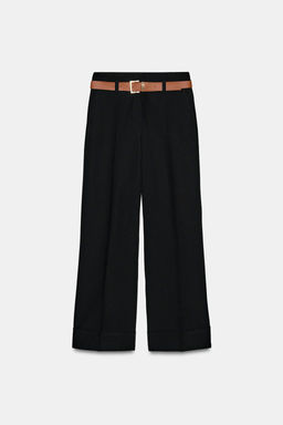 TROUSERS WITH TURN-UP CUFFS AND BELT - Zara фото 30