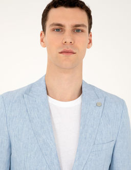 A__k Mavi Ex. Slim Fit %100 Keten Tak_m Elbise