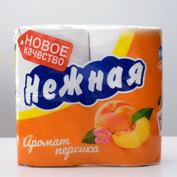 Цена за 2 шт. Туалетная бумага «Нежная» со втулкой, аромат персика, 2 слоя, 4 рулона