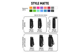 Бутылка для воды 1000 мл 7,8*7,8*28,5 см "Style Matte" с углублениями д/пальцев черная