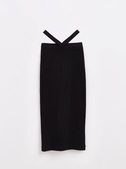 CONTE Юбка-карандаш в рубчик с разрезом и фигурным поясом LU 1611 black black