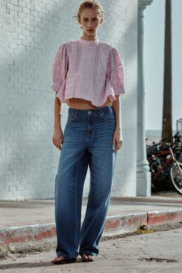 CAMISA ENTREDOSES MANGA GLOBO / Rosa