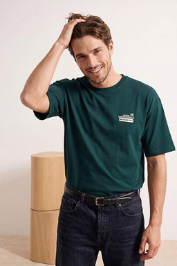 Z_mr_t Ye_ili Oversize/Geni_ Kesim Bask_l_ %100 Pamuk T-Shirt TMNSS26TS00049