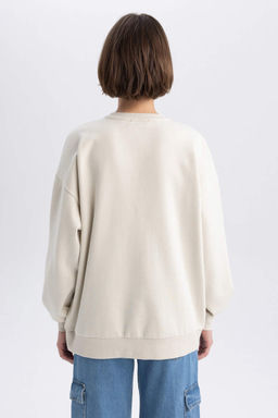 Толстый свитшот оверсайз с круглым вырезом - Defacto фото 5