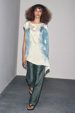 LINEN BLEND TROUSERS WITH CONTRAST STITCHING - Zara фото 13