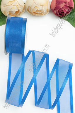 Лента органза с атласными краями 4 см*25 ярд (SF-5923) светло-синий
