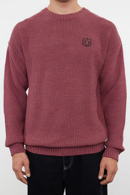 TRENDYOL MAN Indigo Oversize Bisiklet Yaka Dokulu Kazak TMNAW24KZ00032 - Trendyolmilla фото 3
