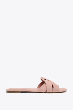 FLAT LEATHER CROSS-STRAP SANDALS - Zara фото 2