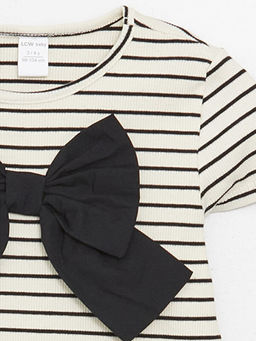 Bisiklet Yaka K?sa Kollu ?izgili K?z Bebek Ti??rt - Waikiki фото 3