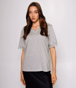 Футболка #КТ25606, серый меланж