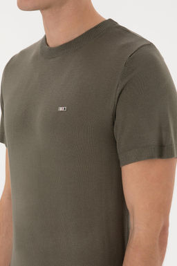 Erkek Slim Fit Bisiklet Yaka Koyu Haki Ti__rt Sepette S_rpriz _ndirim - U.s. polo assn фото 14