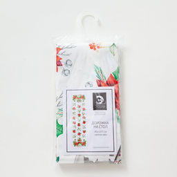 Дорожка на стол новогодняя Christmas red flowers 40*147 см, 100% хл, саржа 190гр/м2 - Этель фото 3