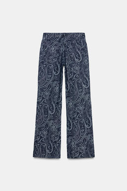 ZW COLLECTION JACQUARD DENIM TROUSERS - Zara фото 8