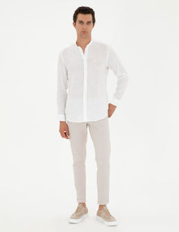 Beyaz Regular Fit %100 Keten G_mlek