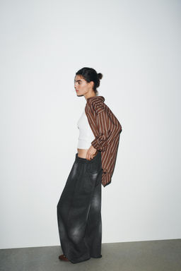 WASHED-EFFECT SLUB KNIT TROUSERS - Zara фото 4