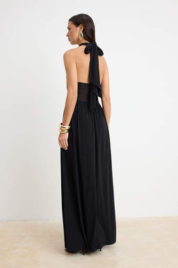 Siyah Tul Detayl? Boyundan Baglamal? Orme Maxi Abiye & Mezuniyet Elbisesi TPRSS26AE00063 - Trendyolmilla фото 4