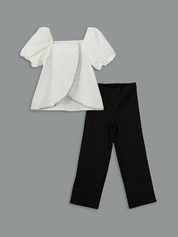 Kare Yaka K?z ?ocuk Bluz ve Pantolon