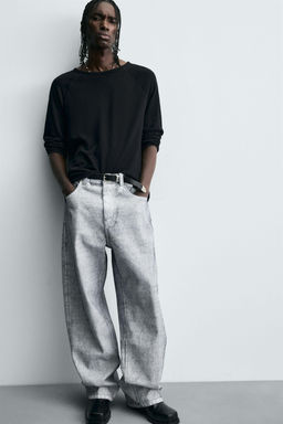 WAXED FINISH BAGGY FIT JEANS - Zara фото 5