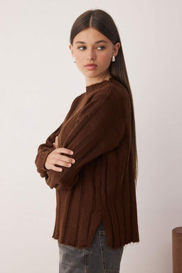 Antrasit Yumusak Dokulu Genis Kal?p Triko Kazak TWOAW26KZ00177 - Trendyolmilla фото 5