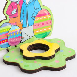 Цена за 2 шт. Подставка для яйца пасхальная Кролики, фанера, разноцветная - Simaland фото 3