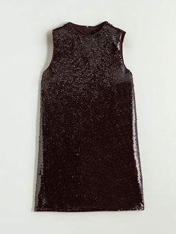 Bisiklet Yaka Pul Payetli Mini Elbise