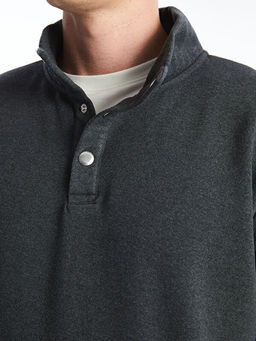 Dik Yaka Uzun Kollu Erkek Kal?n Sweatshirt