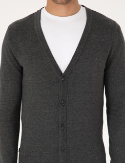 Koyu Gri Melanj Slim Fit Basic D__meli Triko H_rka - Pierre cardin фото 6